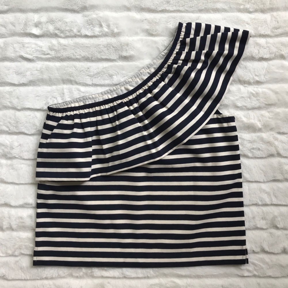 J.Crew One-Shoulder Striped Ruffle Top (NWT) - Picture 6 of 7